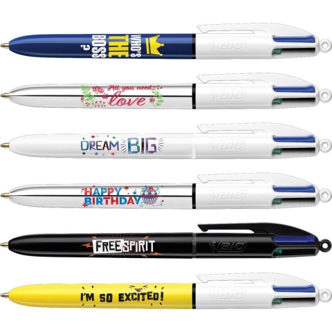 Exposant 30 4-kleuren gedecoreerde kinderpennen BIC