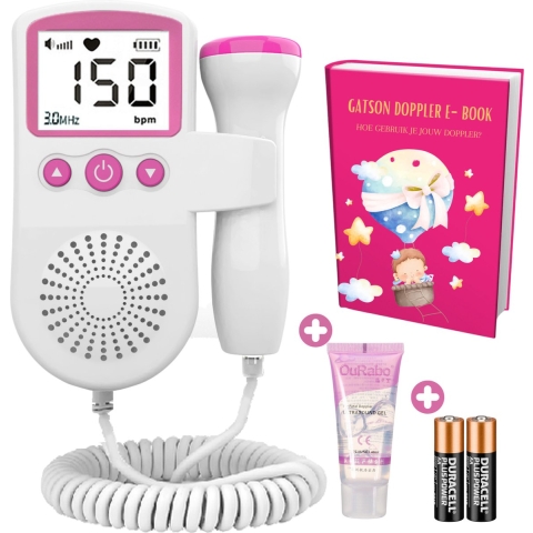 Gatson Doppler - Doppler baby hartmonitor - Inclusief E-book en ultrasound gel - Roze