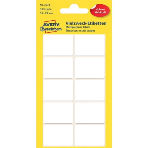 Etiket wit 38x29mm pak a 10 stuks