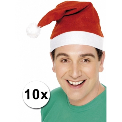 Faram Party Kerstmuts - 10x - rood - acryl - volwassenen - verkleed accesoires -
