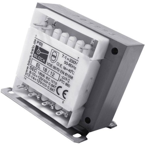BLOCK EL 50/12 Stuurtransformator, Scheidingstransformator, Veiligheidstransformator 1 x 230 V/AC 2 x 12 V/AC 50 VA 2.08 A