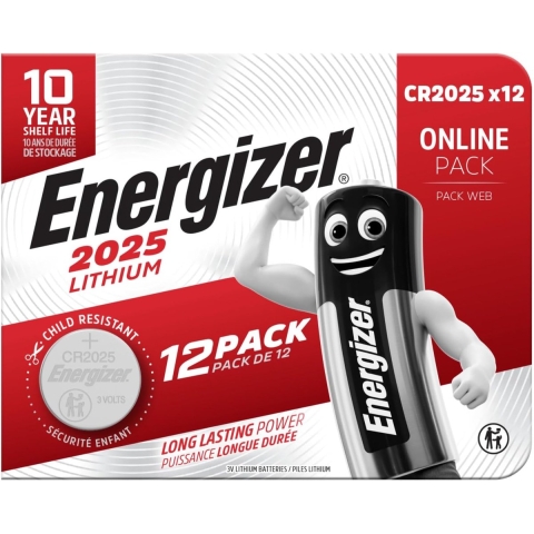 Energizer Knoopcel CR2025 3 V 12 stuk(s) 163 mAh Lithium