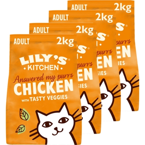 4x Lily's Kitchen Kattenvoer Droog Kip&Groenten 2 kg