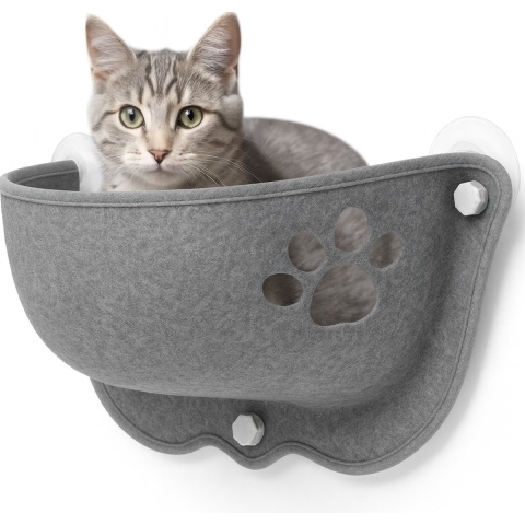 LBB Kattenhangmat - Voor aan het raam - Eenvoudig te monteren - Grijs