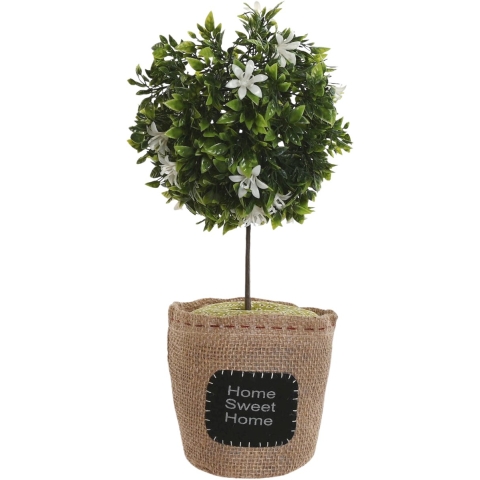 Deurstopper plant - 1 kilo - wit - polyester - 18 x 18 x 26 cm -