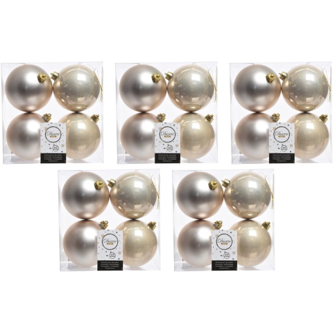 Decoris Kerstballen - 20x st - licht parel/champagne - 10 cm - kunststof - kerstversiering -