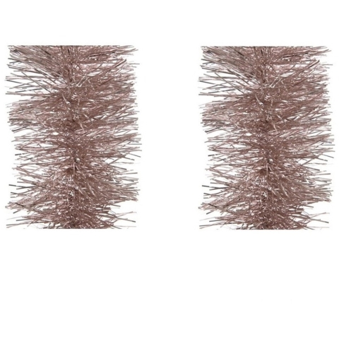 Kerstslingers - 6x stuks - lichtroze - folie lametta - 10 x 270 cm - kerstboom versieringen/decorati -