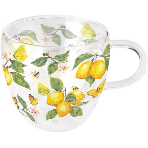 Dubbelwandig glas 0.2L fresh lemons wit