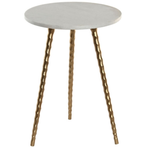 Item Int. Bijzettafel - 36 cm - marmeren blad - aluminium onderstel - goud / wit -