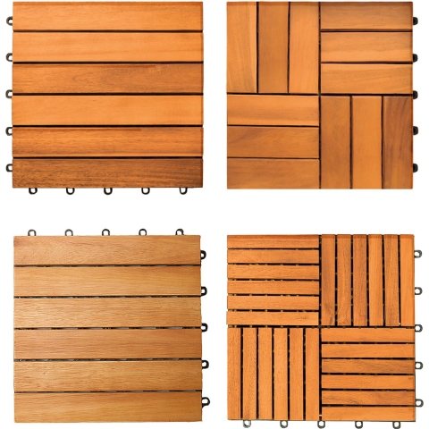 Houten tegel acaciahout set van 55 30x30cm