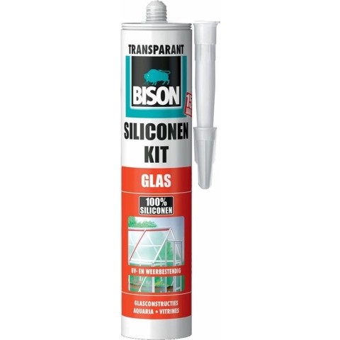 Siliconenkit Glas Transparant Koker 300 ml Bison - Bison
