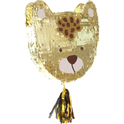 Pinata Luipaard - goud - papier - 48 x 50 cm - feestartikelen verjaardag -