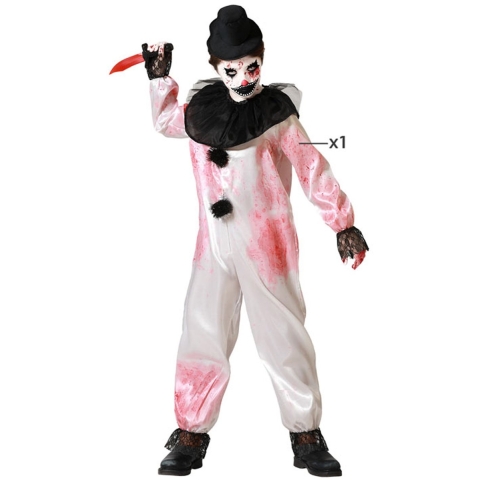 Horror Clown verkleed kostuum Pierrot - zwart/wit - voor kinderen - mime speler 116 (5-6 jaar) -