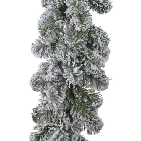 Dennenslinger - 2x - groen - met sneeuw - 270 x 30 cm - 200 takken - dennenslinger -