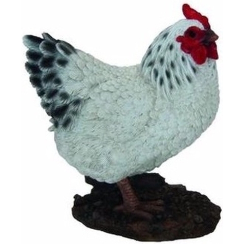 Esschert Design tuin dieren beeld - Kip - wit - 20 cm - polystone - boerderij thema -