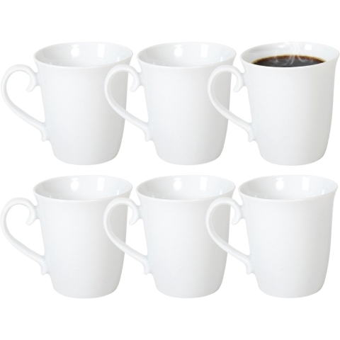 Gerimport Koffie / thee mok - sierlijk - 10x stuks - wit - 310 ml - mokken - keramiek -
