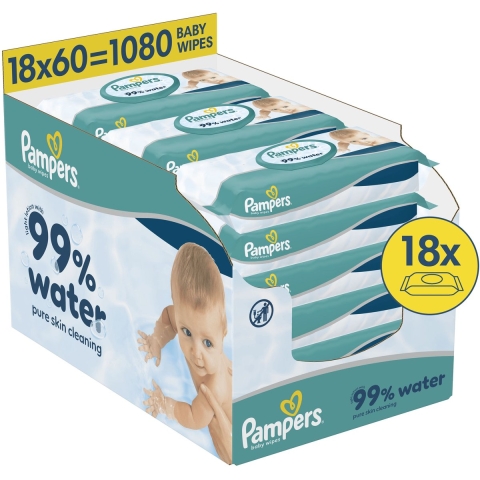 Pampers Billendoekjes 99% Water 18x60 = 1080 stuks