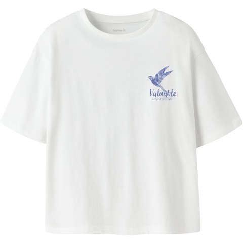 Name It T-Shirt - NkfFrancine - Bright White - Name It - 9-10 jaar (134-140) - T-Shirts