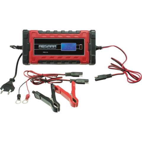Absaar PRO 8.0 - Acculader 12/24 Volt 8A - Microprocessor - Rood/Zwart