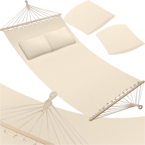 Tectake 2 persoons hangmat Eden berkenhout stokken Beige