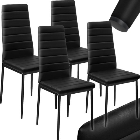 tectake® - 4 stuks eetkamerstoel , zwart , eetkamerstoelen 401843