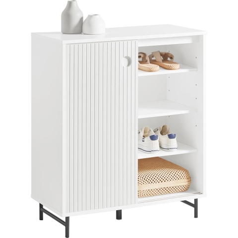 SoBuy Schoenenkast met 2 Schuifdeuren - In hoogte verstelbaar -70 x 37 x 87 cm - Wit