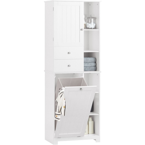 SoBuy - kast met waszak - wit - 96x43x15cm