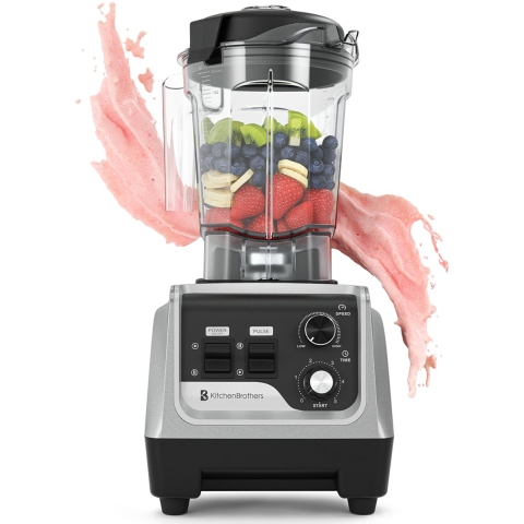 KitchenBrothers Power Blender - 1600W - 2L - Smoothie Maker - IJscrusher - Metallic Grijs