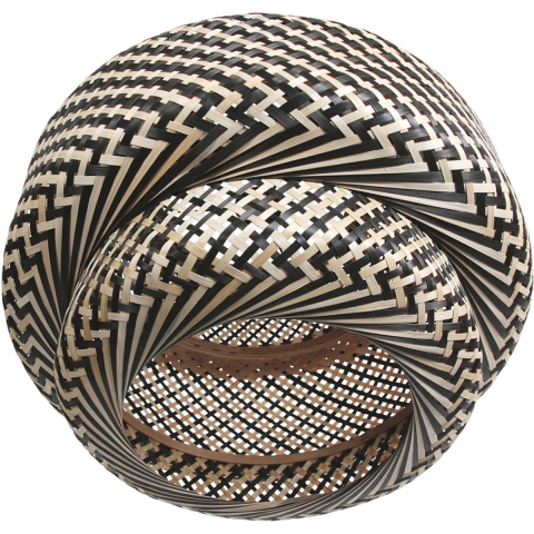 AN Lampenkap Bamboe 53 × 40 cm – Crème/Zwart