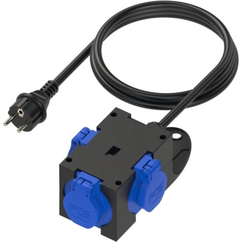 PCE 9430409 3-voudig Stopcontactsplitter Zwart, Blauw