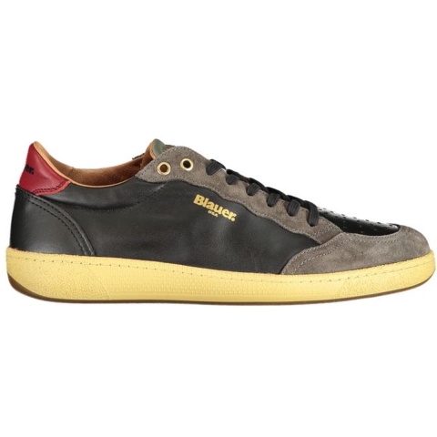 Blauer Zwarte Leren Heren Sneakers