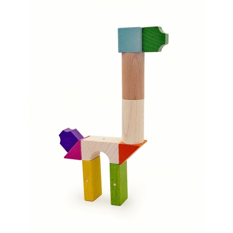 Kooglo Magnetische houten blokken - Micro Giraf - 10 stk - Kooglo - OneSize - Speelgoed