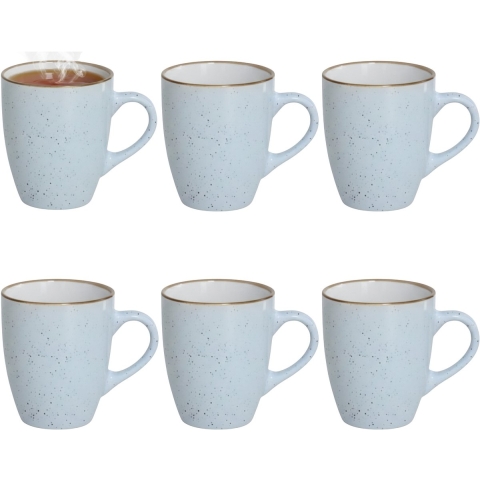 Gerimport Koffie / thee mok Sweets - 6x stuks - blauw - 350 ml - keramiek -