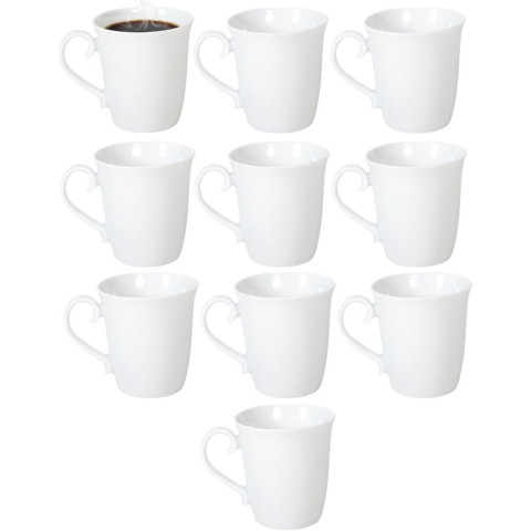 Gerimport Koffie / thee mok - sierlijk - 10x stuks - wit - 310 ml - mokken - keramiek -