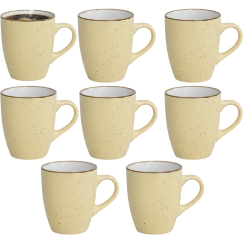 Gerimport Koffie / thee mok Sweets - 8x stuks - geel - 350 ml - keramiek -