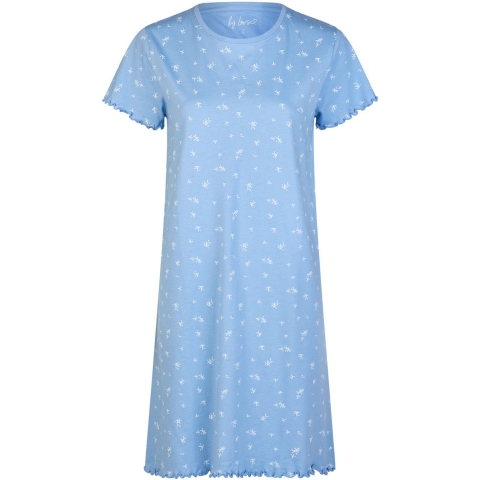 By Louise Dames lang nachthemd korte mouwen blauw