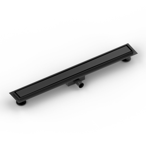 Mirlux Douchegoot 80cm mat zwart tegelrooster rvs met flens