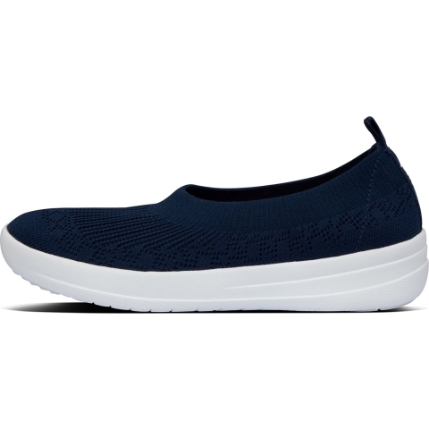 Dames Fit Flop Uberknit Slip On Ballet Pumps in Zwart