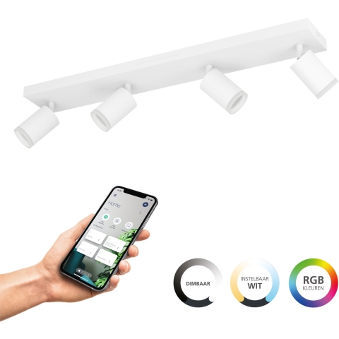 EGLO connect.z Melitello-Z - Smart Spot - Dimbaar RGB&wit licht - Wit