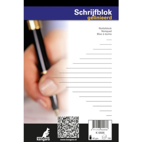 Schrijfblok A5 lijn 100 blad pak a 5 st