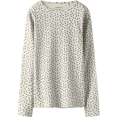 Name It Blouse - Rib - NkfTenna - Gardenia m. Stippen - Name It - 6 jaar (116) - Shirts