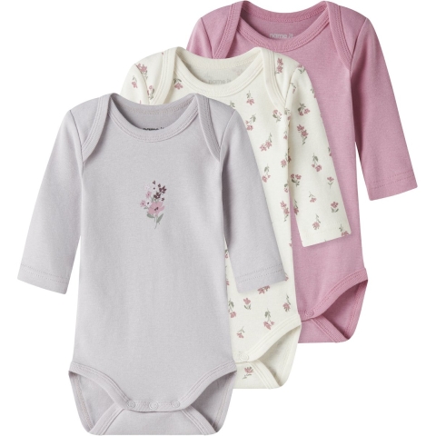 Name It Rompers l/s - 3-pack - Noos - NbfBody - Jet Stream/met L - Name It - 50 - Romper L/S