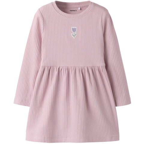 Name It Jurk - Rib - NmfVemma - Dawn Roze/Tulp - Name It - 3 jaar (98) - Jurk