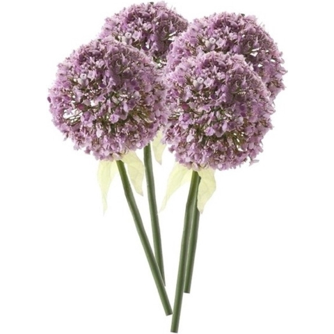 Kunstbloem - 4x - Sierui / Allium - lila paars - steel van 70 cm -
