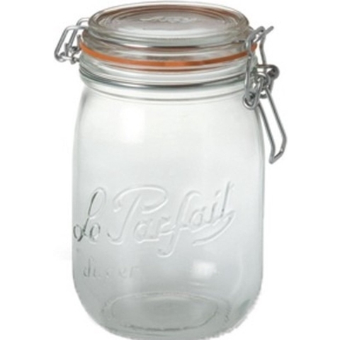 Voorraad/weckpot - 3x stuks - transparant - glas - 14,5 x 8,5 cm - 750 ml - Le Parfait -
