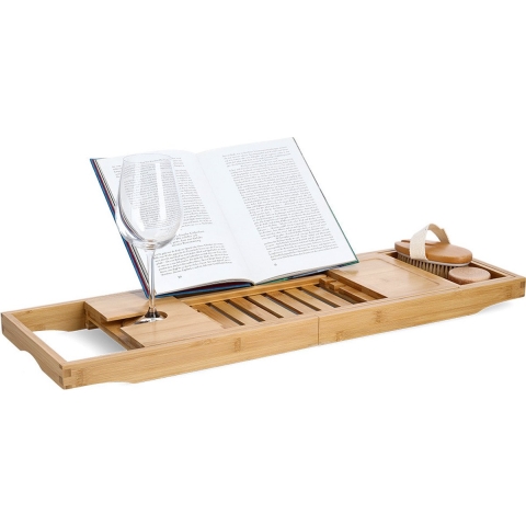 Badplank/badrek - uitschuifbaar - 70-105 cm - bamboe hout - luxe -
