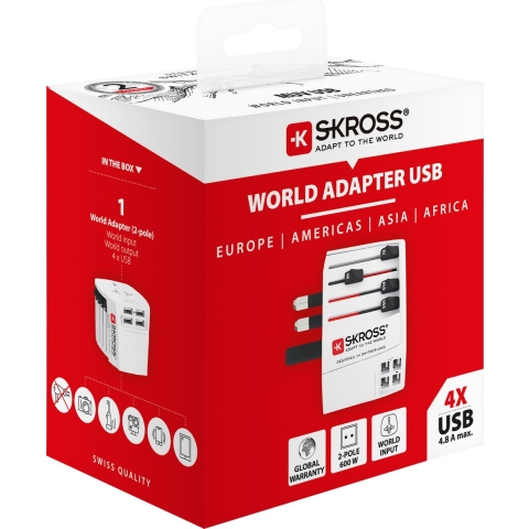 Skross 1302961 Reisstekker MUV USB (4xA)