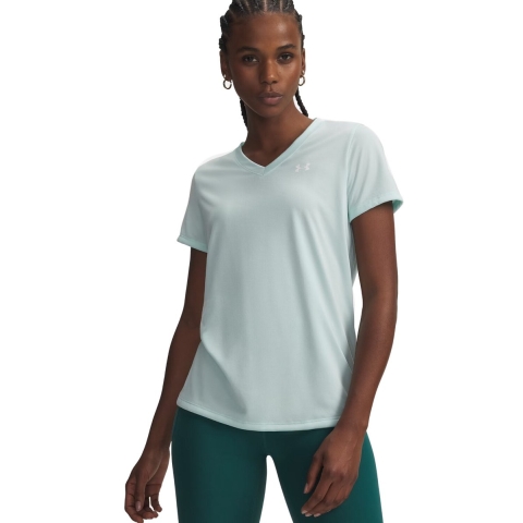 Korte mouwen V-hals T-shirt voor dames Under Armour Tech