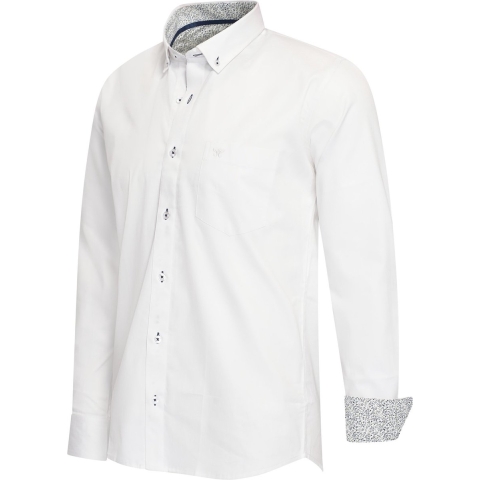 Cappuccino Italia - Heren Overhemden Stretch Overhemd Ancona - Wit - Maat M