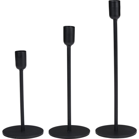 Arti Casa Kandelaars - Set van 3 - Metaal -Ø2 cm - Zwart (3 stuks)